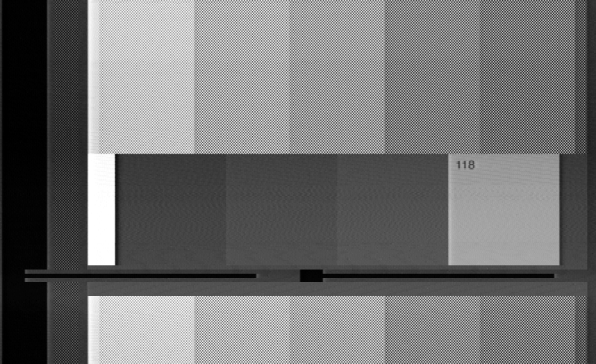 Grayscale bar pattern, clean, with the number 118 visible